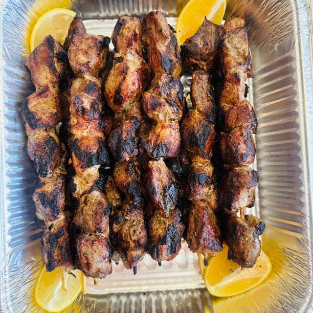 PORK SKEWERS.