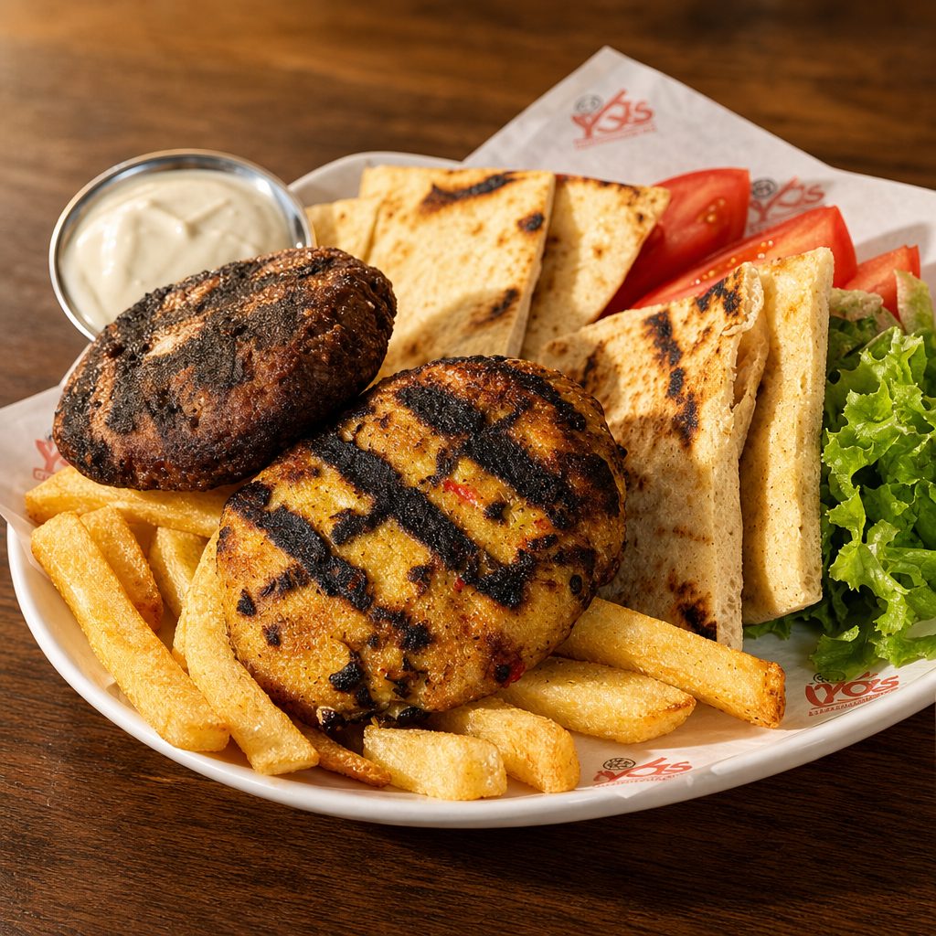 Bifteki Piato (Burger Platter).