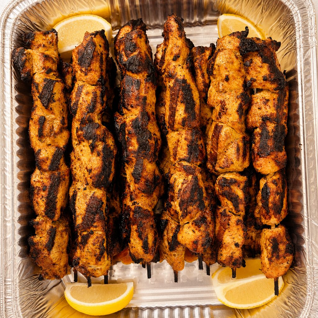 CHICKEN SKEWERS.