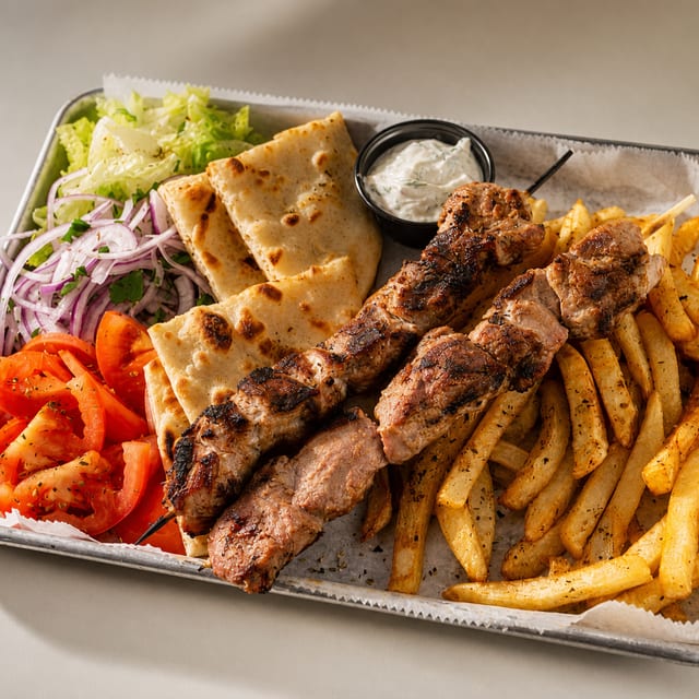 Pork Piato (Souvlaki Platter).