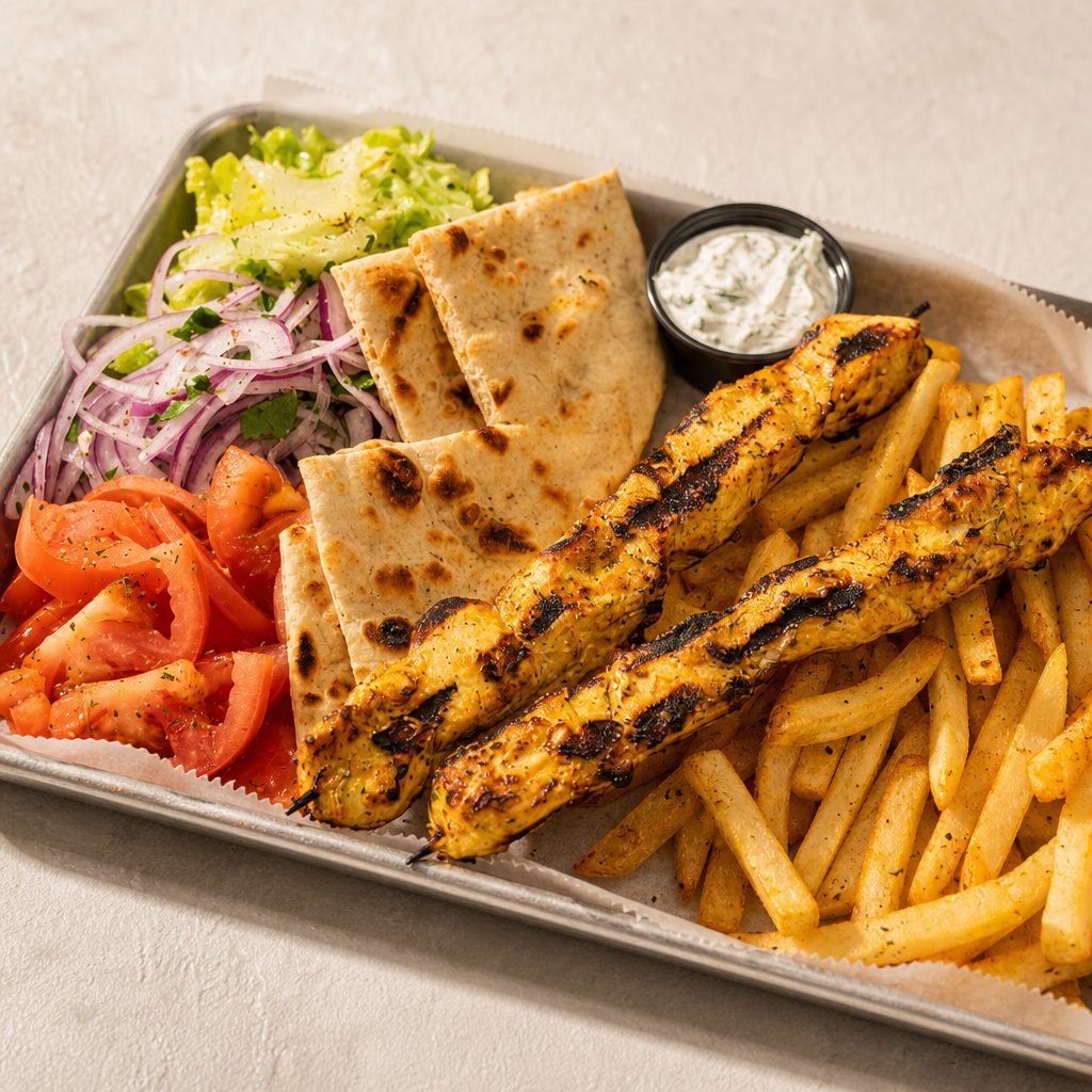 Chicken Piato (Souvlaki Platter).